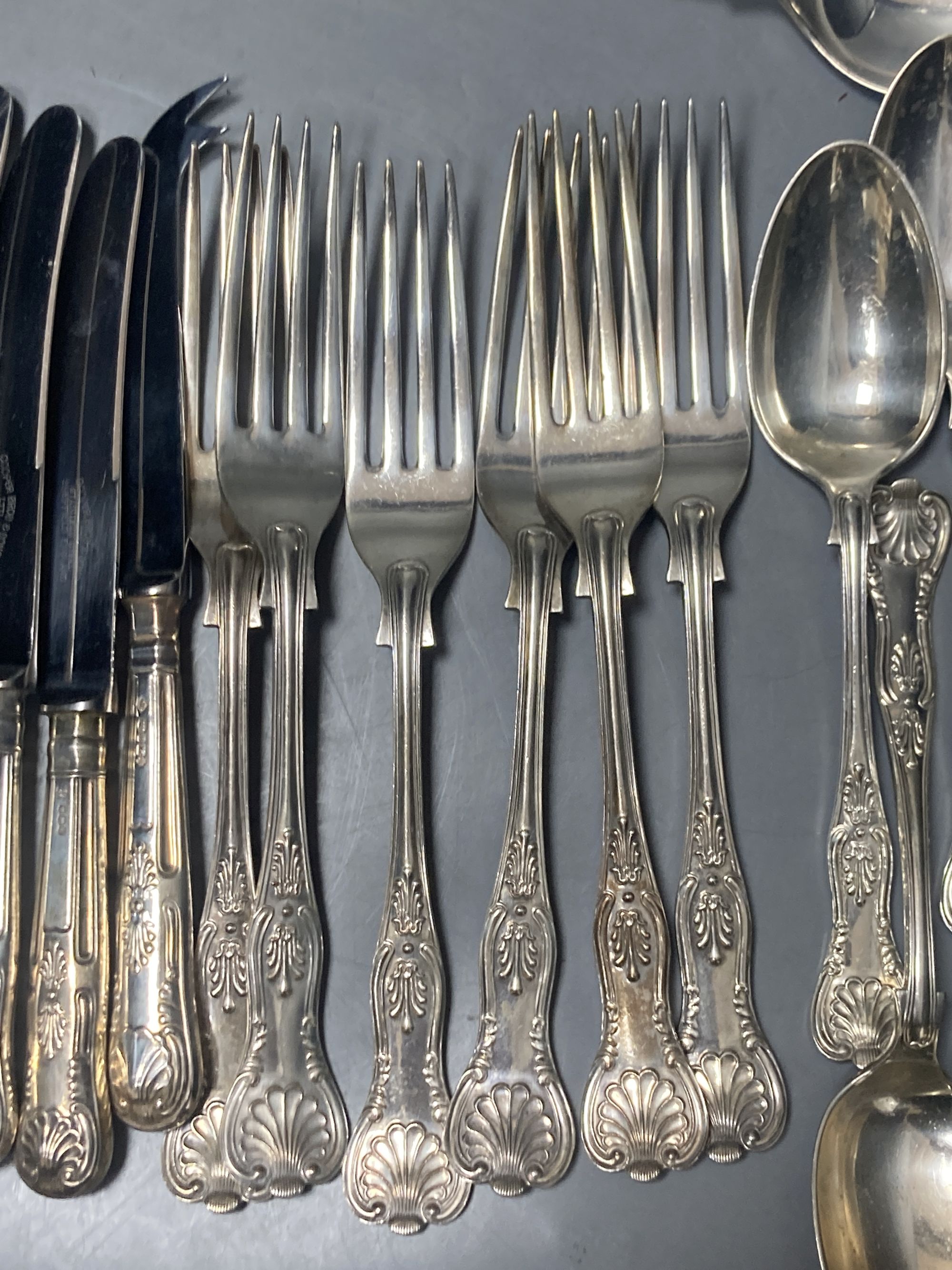 A part modern canteen of silver Kings pattern cutlery,